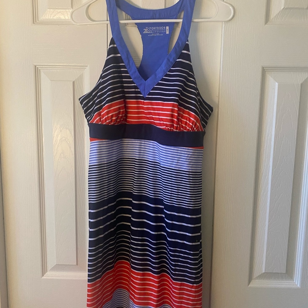 Red white and blue sleeveless dress